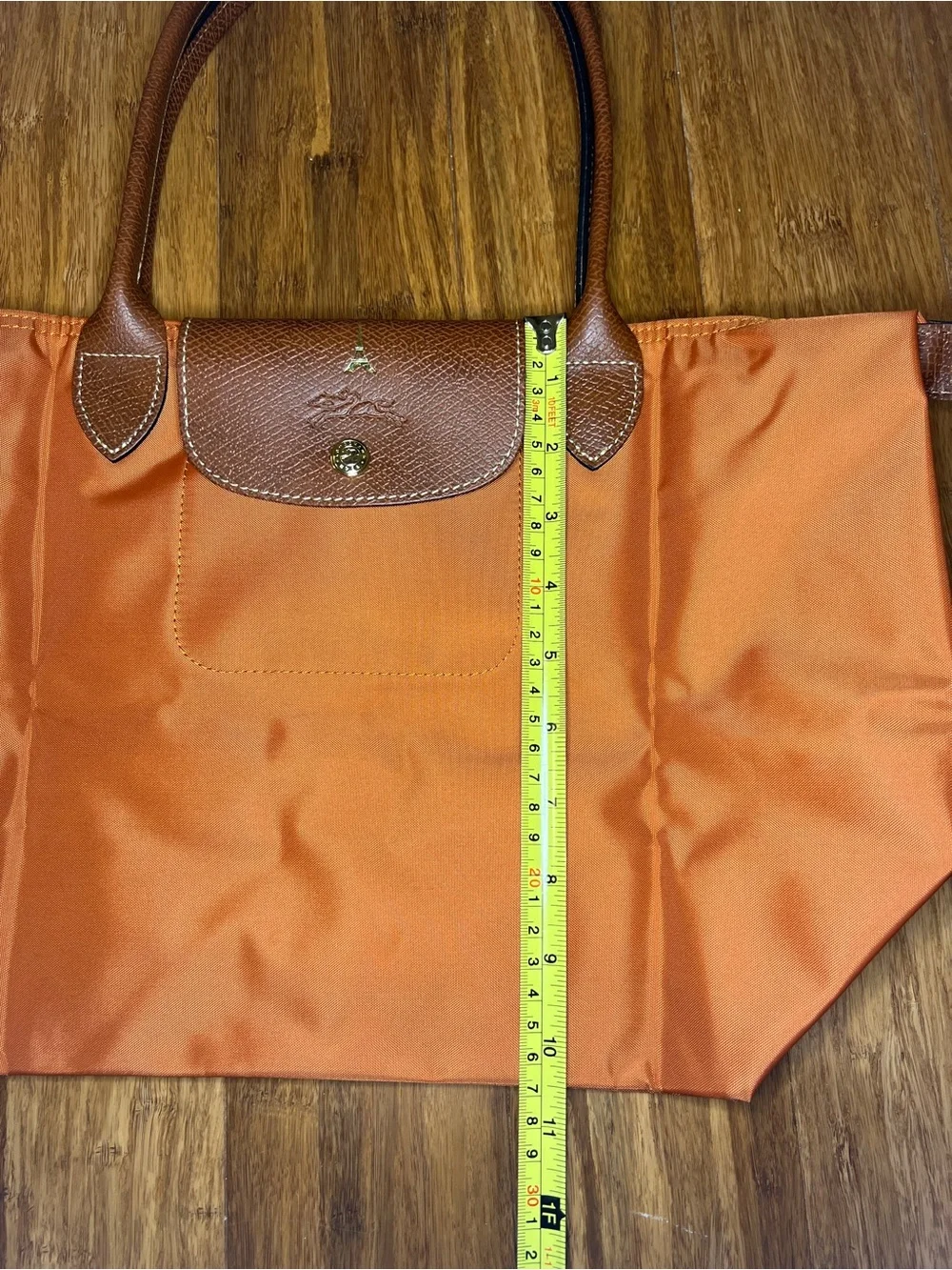 Longchamp Le Pliage Original M Tote Brick Orange PARIS Eiffel Tower stamp NWOT